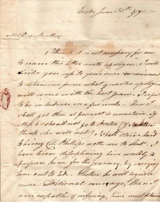 1791,  Exeter,  N.  H. ,  Rev,  Benjamin Abbot,  Letter To Brother,  Town Is In Mourning