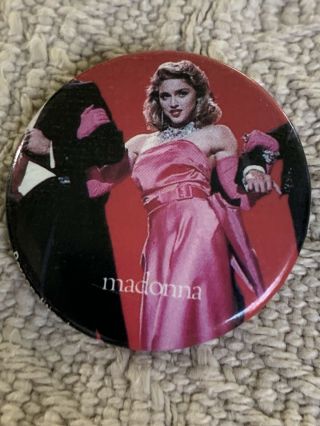 Vintage Madonna Pin Button Material Girl Pinback Personalities Inc Back