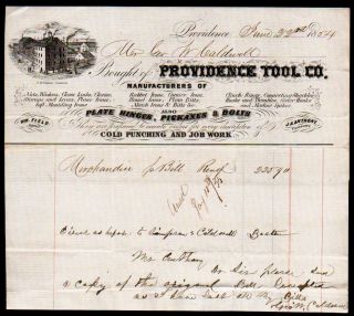 1854 Providence Tool Co - Plate Hinges Pickaxes & Bolts - Letter Head History