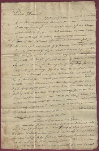 American Colonial Era Manuscript Letter,  October 9,  1787