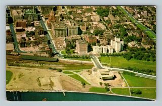 Aerial View,  War Memorial,  Lake Michigan,  Milwaukee Wisconsin Vintage Postcard