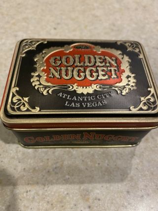 Golden - Nugget Red/gold Playing Cards Tin Atlantic City / Las Vegas Collectible