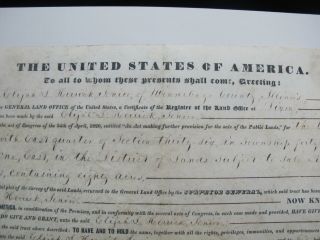 Elijah L Herrick Sr Founding Father Rockford Il USA 1845 LAND GRANT Signed 2
