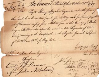 1789,  George Ross,  Pay Order For Militia,  Signed As Council Vice President