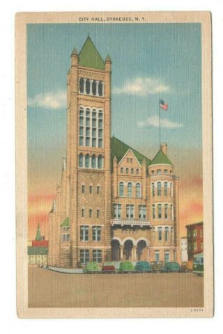 City Hall Syracuse York Vintage Postcard Af52
