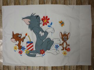 Mgm 1960s Tom And Jerry Cartoon Miracale Standard Pillowcase 20 X 29 White Vtg