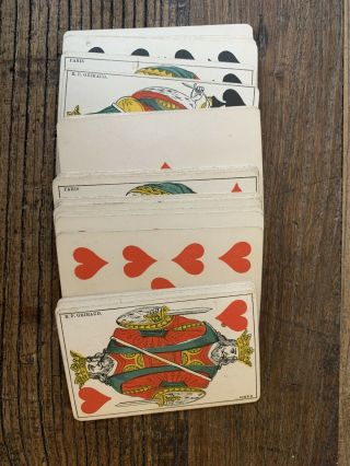 OLD ANTIQUE 1860 ' s DE LA RUE SQUARE PLAYING CARDS - COMPLETE DECK - B.  P.  GRIMAUD 2