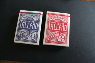Tally Ho Fan Back Playing Cards Made In Ohio Red & Blue No Bar Code