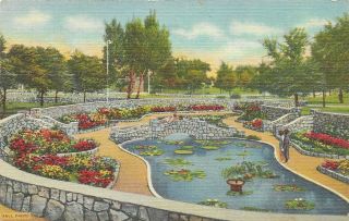 Vintage Mexico Linen Postcard Roswell Sunken Garden Cahoon Park