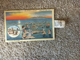 Unique Vintage Postcard Saltair Bathing Great Salt Lake Utah With “salt Bag”