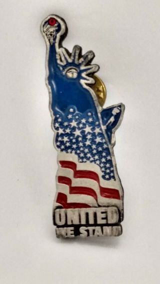 Statue Of Liberty Usa Flag United We Stand Patriotic Lapel Pin 2”