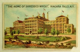 Vintage 1917 Prelinen Postcard Of Home Of Shredded Wheat,  Niagara Falls,  Ny