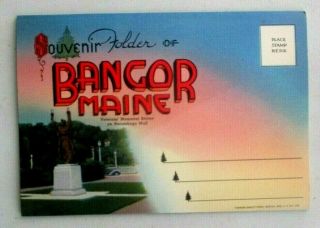 Vintage 1940s Linen Souvenir Folder Of Bangor,  Maine