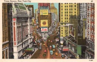 Vintage Postcard Times Square York City,  Ny Pepsi Cola Sign Unposted