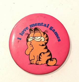 I Love Mental Games Garfield Vintage 2 3/16 " Pin Pinback Combine