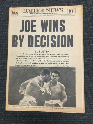 Muhammad Ali Vs Joe Frazier I - Boxing - 1971 York Daily News Newspaper