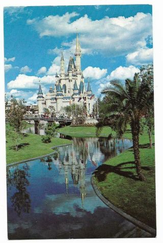 Vintage Florida Chrome Postcard Orlando Disney Cinderella Castle