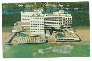 Vintage Florida Chrome Postcard Miami Beach Barcelona Hotel Aerial View