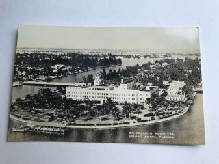 St.  Francis Hospital,  Miami Beach,  Fla Rppc Real Photo B/w Vintage Postcard
