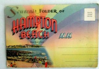 Vintage 1930s Linen Souvenir Folder Of Hampton Beach,  Nh