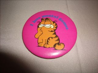 Vintage Garfield " I Love Mental Games " 2 1/4 " Pin Button Pinback 1978