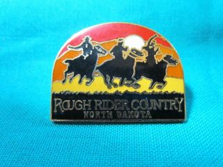Rough Rider Country North Dakota Travel Souvenir Lapel Hat Pin Pinback Enameled