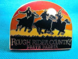 Rough Rider Country North Dakota Travel Souvenir Lapel Hat Pin Pinback Enameled 3