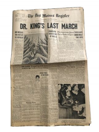 Martin Luther King Funeral 4/10/1968 Newspaper Civil Rights,  Riots