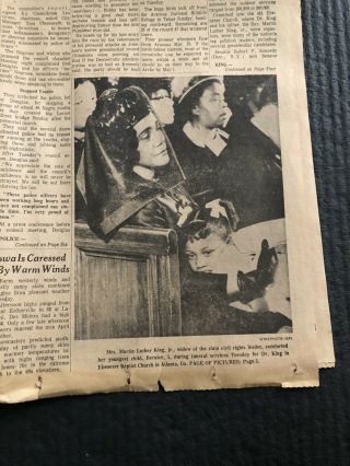Martin Luther King Funeral 4/10/1968 Newspaper Civil Rights,  Riots 3