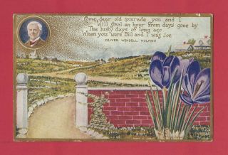 Oliver Wendell Holmes Quote Flowers At The Gate Copyright 1908 Vintage Postcard