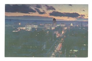 Sykline Night View Of Syracuse York Vintage Postcard An39