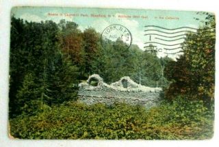 Vintage 1910s Prelinen Postcard Of Scene In Churchill Park,  Stamford,  Ny