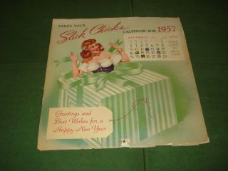 1957 Pin - Up Calendar - 12 Months Art,  Suitable For Framing
