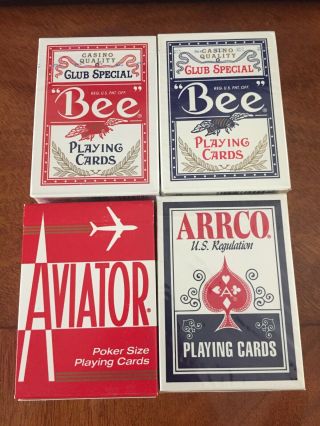 Set Of 4 Ohio Arrco Bee Aviator Playing Cards Poker Size Uspcc Bicycle