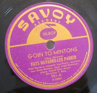 Fats Navarro Miles Davis Charlie Parker Goin To Mintons / Half - Nelson Savoy 951