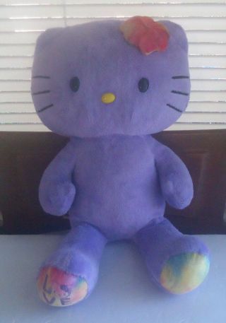 Sanrio Hello Kitty Build A Bear Plush Stuffed Doll Purple Rainbow Love Feet 18 "