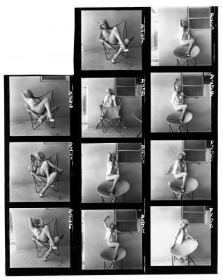 ' 50s Bunny Yeager Archive Contact Photograph MARIA STINGER Bustier Topless PinUp 2