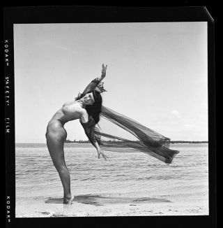 Bettie Page 1954 Camera Negative Bunny Yeager Beach Nude Negligee 2
