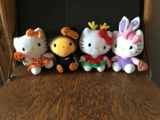 4 Hello Kitty Ty Beanie Babies Holiday Halloween Christmas Easter Plush Sanrio