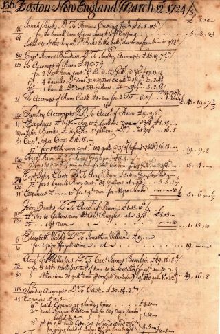 1724,  Boston,  Cornelius Waldo,  Grog House,  ledger page,  boarding Sambo 2