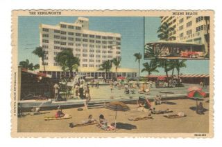 Pool The Kenilworth Hotel Miami Beach Florida Vintage Postcard Af54