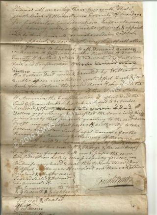 Granting Of Power Of Attorney Document And Deed For Acres Of Land April 2,  1797