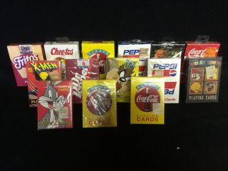14 Vintage Playing Cards Decks Coke,  Fritos,  Pepsi,  Bugs Bunny,  Cheetos,  X - Men