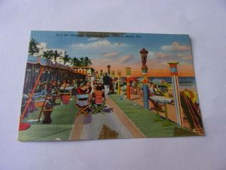 Vintage Postcard Enjoying The Cabana Life At Miami Beach,  Fl Ocean Boardwalk