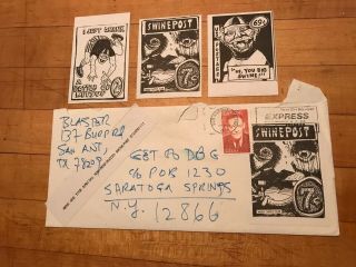 Mail Art Blaster Al Ackerman Swine Post - 3 Stamps/stickers 1987