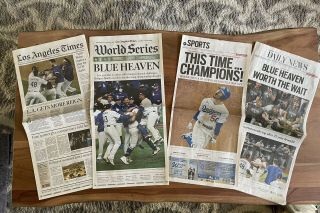 2020 La Times & Daily News Newspapers Los Angeles Dodgers World Series Champions