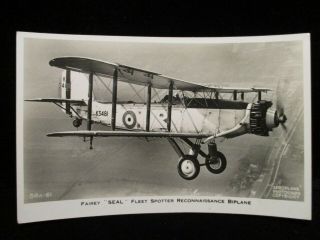 Fairey Seal Spotter Biplane Airplane Vintage Ww2 Military Aviation Postcard