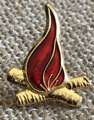 Vintage Camp Fire Enamel And Brass Lapel Pin