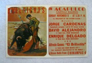 Vintage Bullfights Postcard Youngest Matador Acapulco,  Mexico