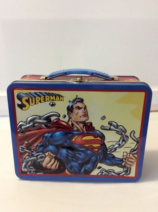 2000 Superman Breaking Chains Embossed Metal Lunchbox Dc Comics The Tin Box Co